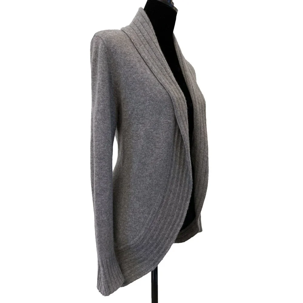 Isaac Mizrahi Live! Womens Open Front Cardigan Sweater Small Gray 100% Cashmere‎